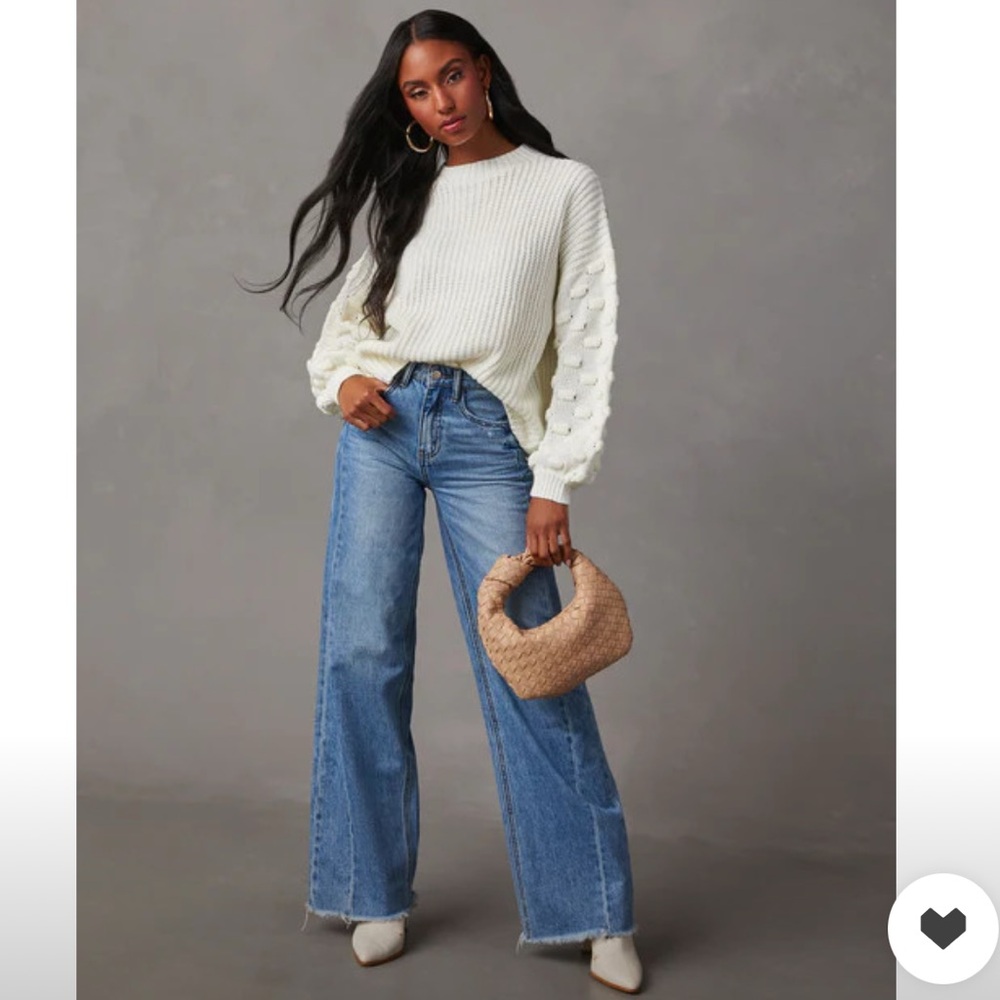 Ivory Textured Knit Sweater